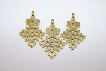 Brass Ethiopian Coptic Cross Pendant, Large African Cross Brass Necklace Jewelry 34 x 55 mm